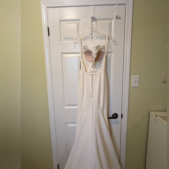 Justin Alexander Declan Square Neckline Stretch Crepe Gown with Low Back, NEW - Picture 7 of 11